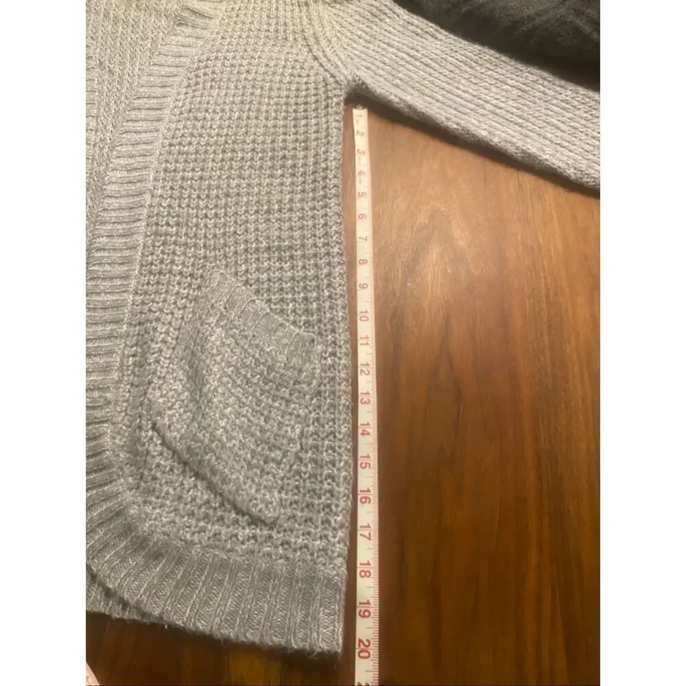 RD Style Women's Gray Knit Open Front Long Sleeve Cardigan Sweater Medium